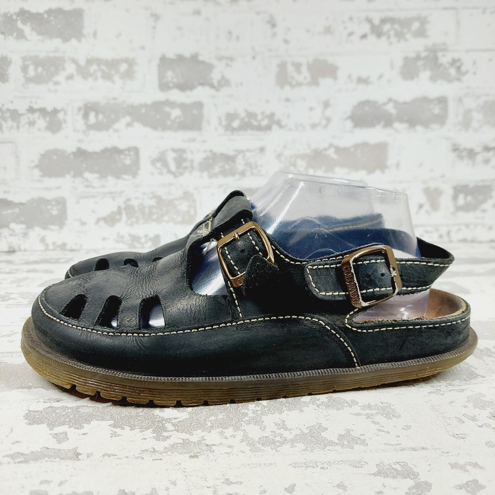 Colorado Black Leather Closed Toe Buckle Strap Men's Sandals W135